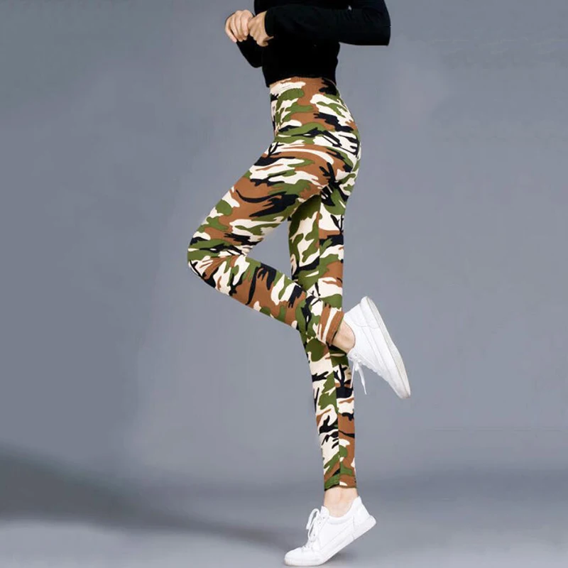 YSDNCHI Camouflage Legging Women Autumn Summer High Elastic Skinny Slim Jegging Fitness Leggins Gym Sport Plus Size Pants