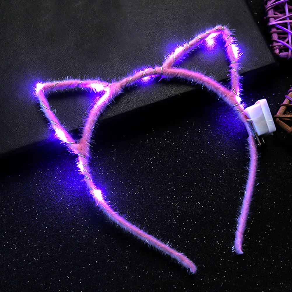 Розовый Светодиодный головной убор с кошачьими ушками; милые модные аксессуары; Подарочный головной убор - Цвет: Розовый