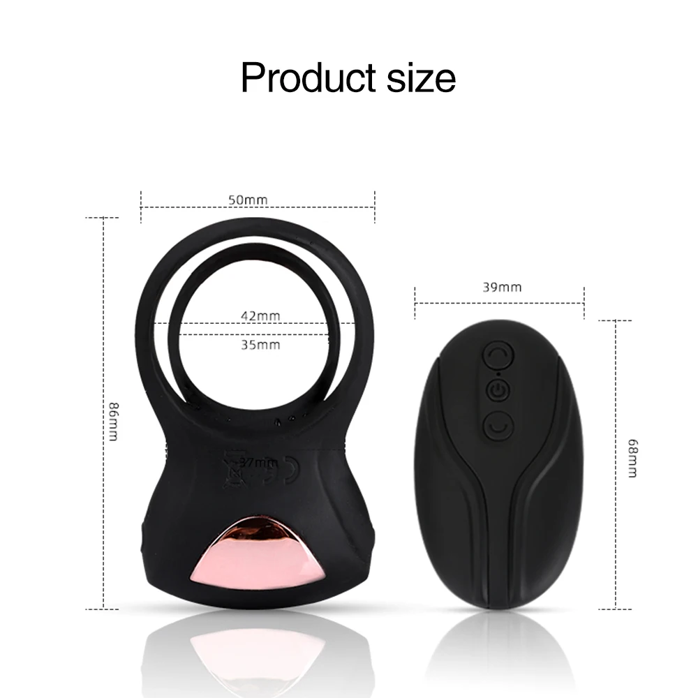 Dual Soft Silicone Vibrating Ring Electric Shock Dick Ring ring Adult Sex Toys for Men for Couples Erect_voghion.com