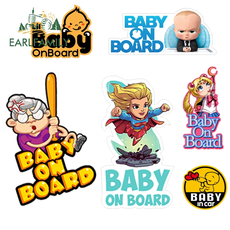 Discount Decals Car-Stickers Trunk-Decoration On-Board Anime Baby Waterproof Cartoon EARLFAMILY xXKX5dX3r