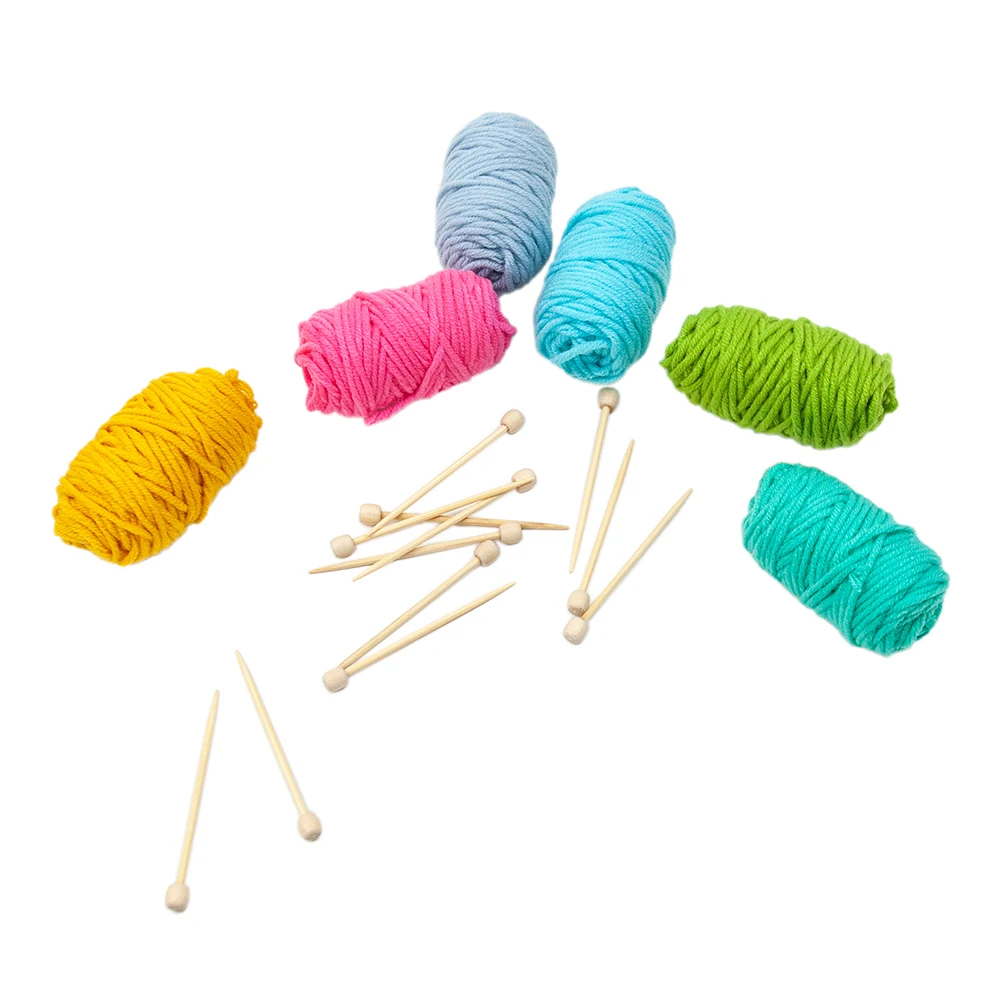 Mini Size 7cm knitting Needles Set Bamboo Material Sweater Weaving Knitting Needlework Kits With/ without Yarn DIY Knitted Tool