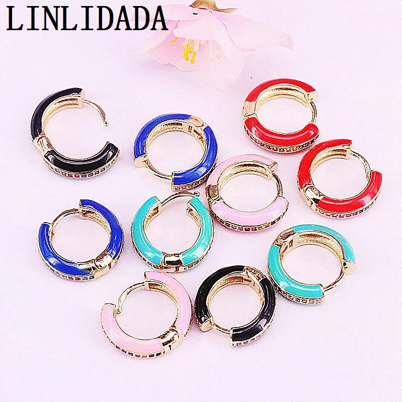 

5Pair Unique Design Cz Enamel Circle Hoop Earrings Fashion Jewelry For Women Bridal Engagement Earring