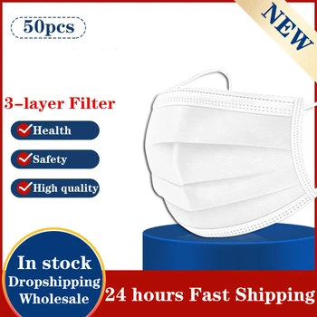 

White Mouth Masks Disposable Face Mask Anti Dust Mask Safety Respirator Health Filter Non Woven Cloth High Elastic Ear Loop New