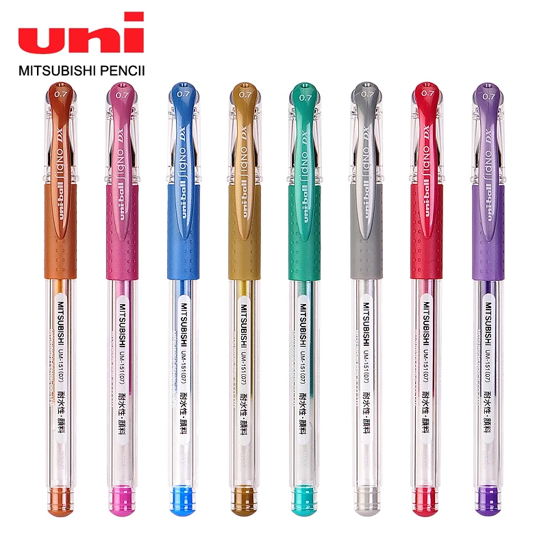 Japan Un Uniball Gel Pen Um-151 Metal/Milk Color Series Signature Pen Color Hand Account Pen 0.7Mm Painting Stationery