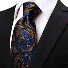 

2021 Designer Ties 100% Silk Navy Blue Gold Print Suit Wedding Neckties for Men Luxury Fashion Autumn Winter New Neck Tie