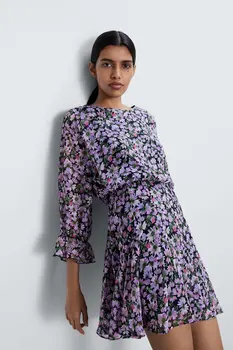 

2020 New Spring Summer New Style European Printed Women female Dress zaraing vadiming sheining women dress