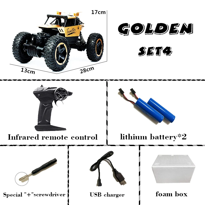 golden 2 batteries 1:18 4wd радиоуправляемые машинки 2,4G, радиоуправляемые машинки, игрушки для автомобилей, радиоуправляемые багги, грузовики, внедорожные грузовики, игрушки для детей, подарок - Color: golden 2 batteries
