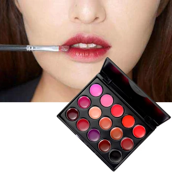 

15 Colors Party Cosmetic Moisturizing Waterproof Portable Makeup Long Lasting Mini Non Stick Cup Lip Gloss Palette