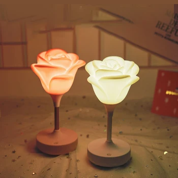 

USB Touch Dimming Rose Silicone LED Night Light Kids Bedroom Home Modern Indoor Study Bedside Decoration Creative Gift Lamp