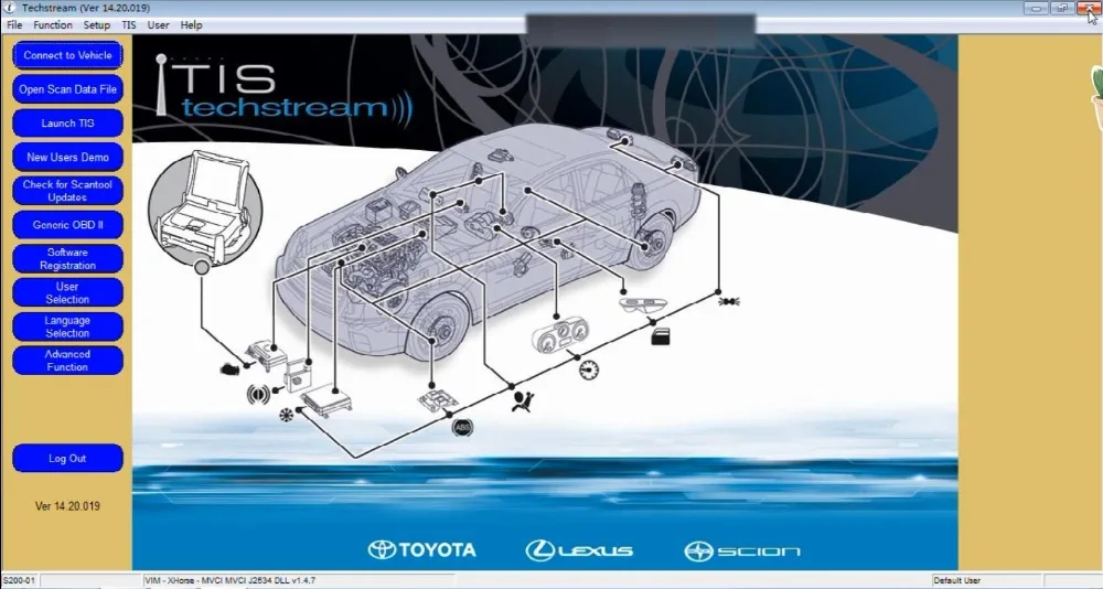 Мини VCI V14.20.019 для TOYOTA TIS Techstream FTDI FT232RL чип J2534 OBD2 Диагностический кабель minivci V13.00.022 для W7 64 бит