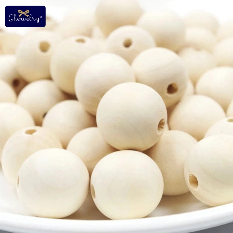 

10PC 40mm Baby Wooden Beads Natural Round Maple Beads DIY Nursing Necklace Bracelet Pacifier Chain For Children Product BPA Free