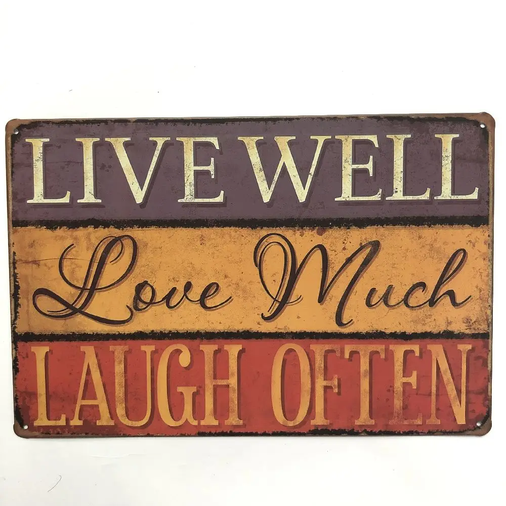 Живите хорошо люблю много смеений обычный туалет жестяной знак винтажный