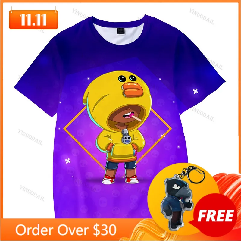 

Sally Leon Shooter Kids T-shirt Leon Shooting Spike 3D Tshirt Tops Boys Girls Browlings Cartoon Star Shirt Tops Teen Clothes