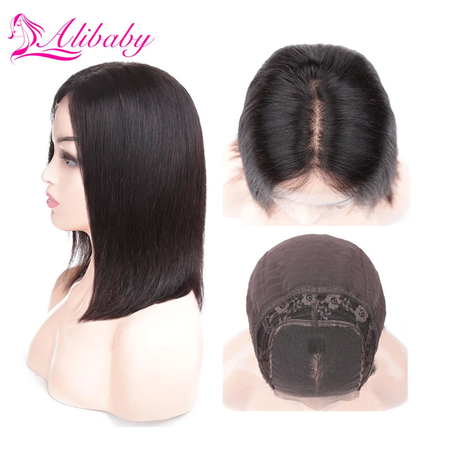 Alibaby индийский парик из волос Боб кружева передние человеческие волосы парики прямые человеческие волосы парики Remy Naturalcolor 4x4 парик шнурка