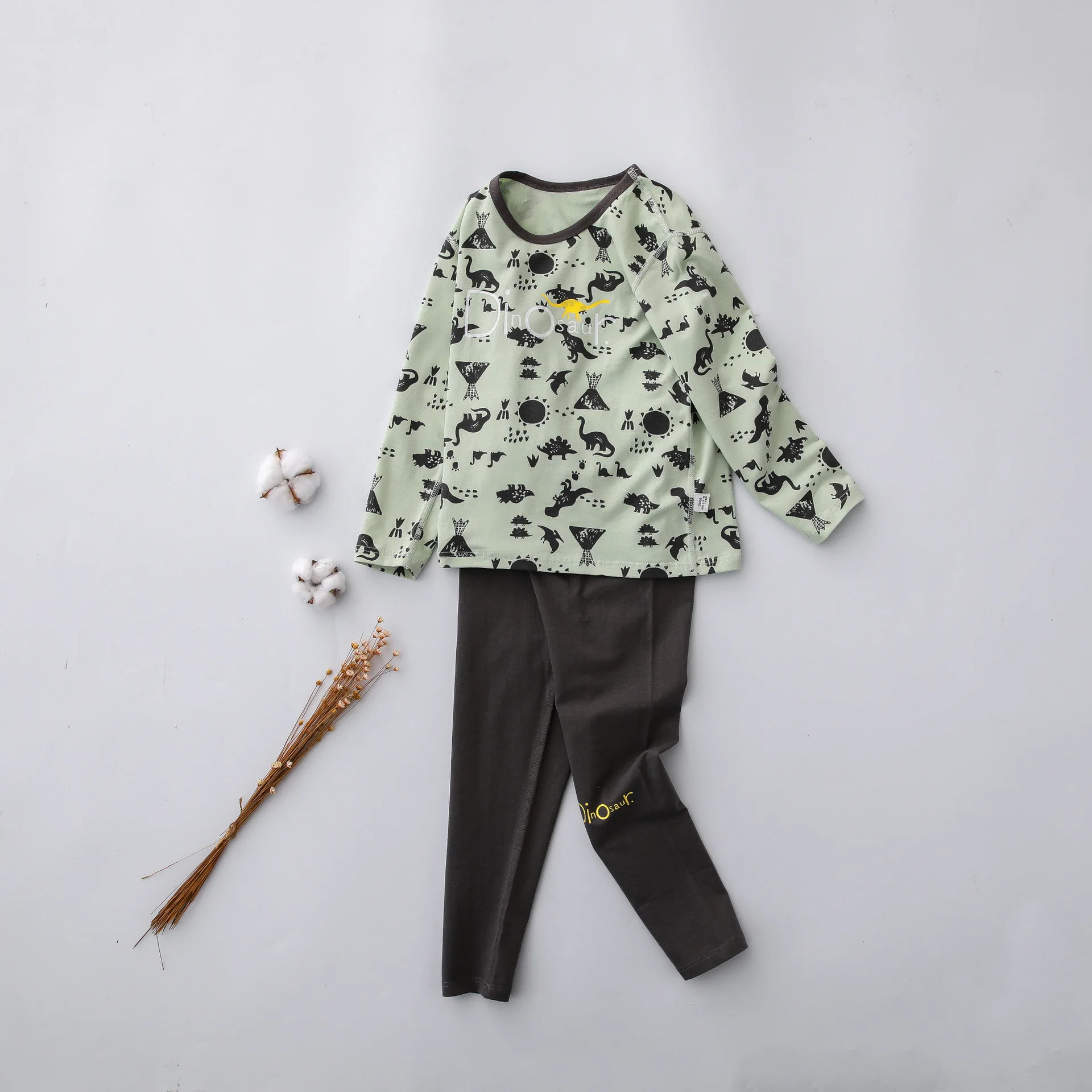 A Children's Underwear Cotton Autumn Winter New Double-sided Sanding Korean Family Clothing Boy Autumn Kids Pajamas Pants Set - Цвет: A