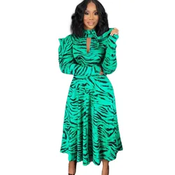 Robe trapèze imprimée pour femmes, taille haute, manches longues, Slim, rétro, élégante, tenue de bureau, nouvelle collection automne hiver 2022 