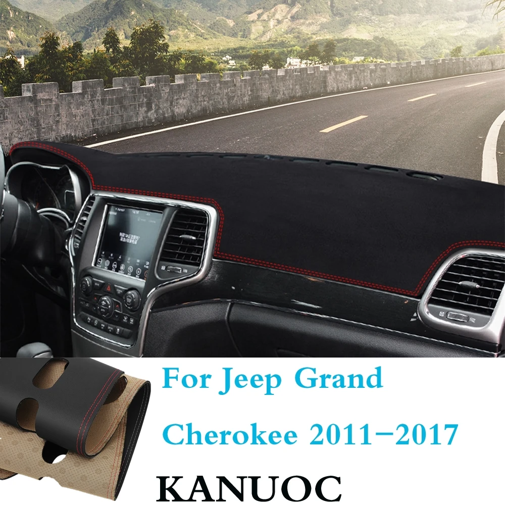 Кожаный Автомобильный Коврик для приборной панели для Jeep Grand Cherokee 2011-, чехол для приборной панели, авто нескользящий коврик для защиты от солнца