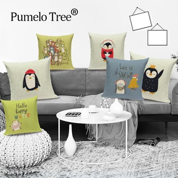 

Colorful Animal Penguin Pillowcase Hello Witter Cartoon Bedding Living Room Sofa Cushion Cover Car Home Decor Pillow Cover Xmas