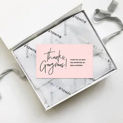 Carte de remerciement rose pour le soutien, paquet de 30 pièces, décoration de carte de visite "merci magnifique", fait à la main avec amour 