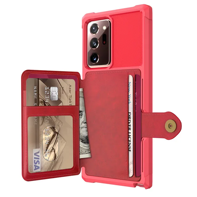 for Samsung Galaxy Note 20 Ultra/Note 20 5G Credit Card Case PU Leather Flip Wallet Cover with Photo Holder Hard Back Cover Red