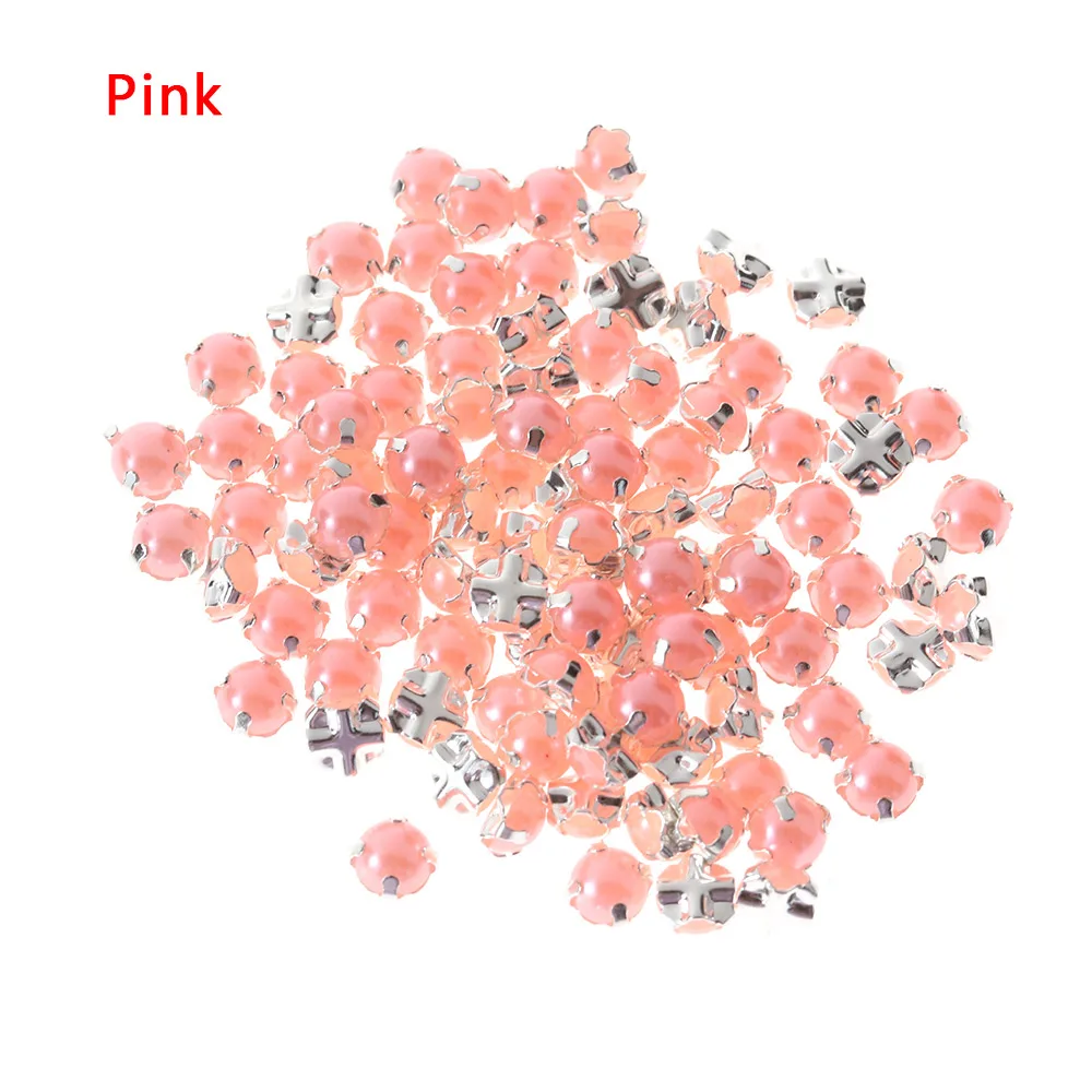 pink 100 шт./упак. 5 мм Полимерная швейная жемчужная Фурнитура для бижутерии, съемная цапы для стразов, полукруглая жемчужина для рукоделия одежды со стразами - Цвет: pink
