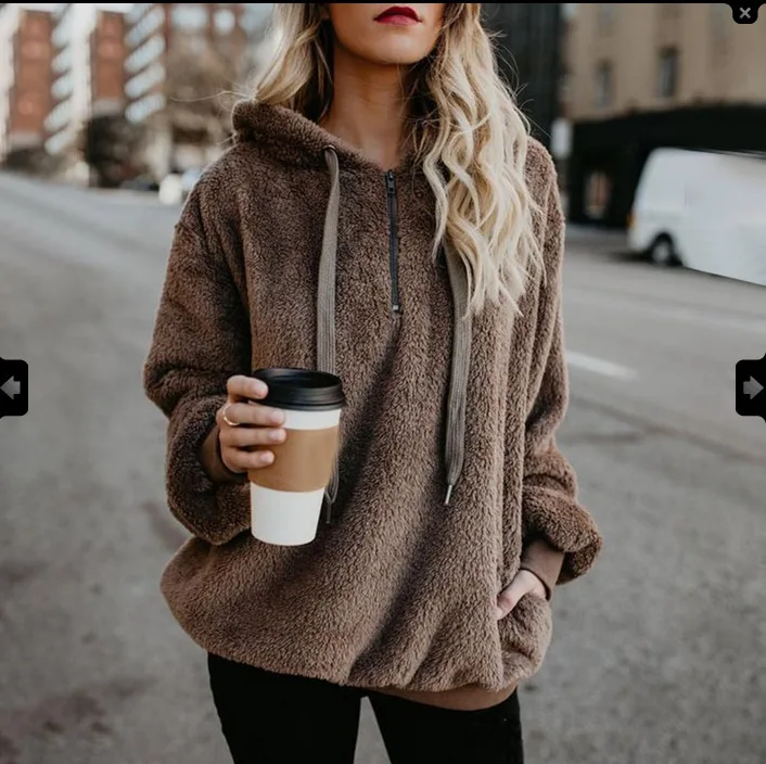 Women's Autumn Winter Suede Long-sleeve Hoodies Loose Casual Velour Hoodies Pullover Sweatshirt Large Size Sherpa Pink Clothes