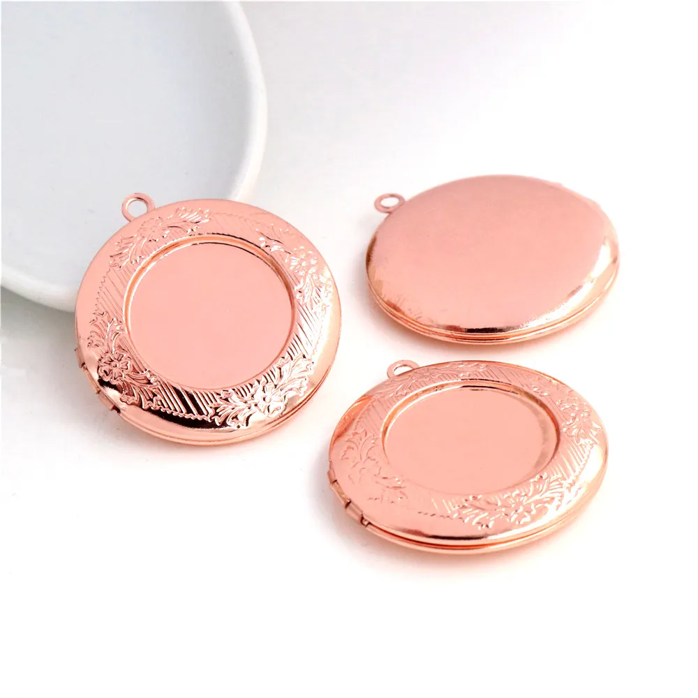 Rose Gold 2 шт внутренний 20 мм фото медальон Подвески ювелирные изделия лоток медальон кулон для Кабошон «сделай сам» Фото эфирное масло диффузор ожерелье - Цвет: Rose Gold