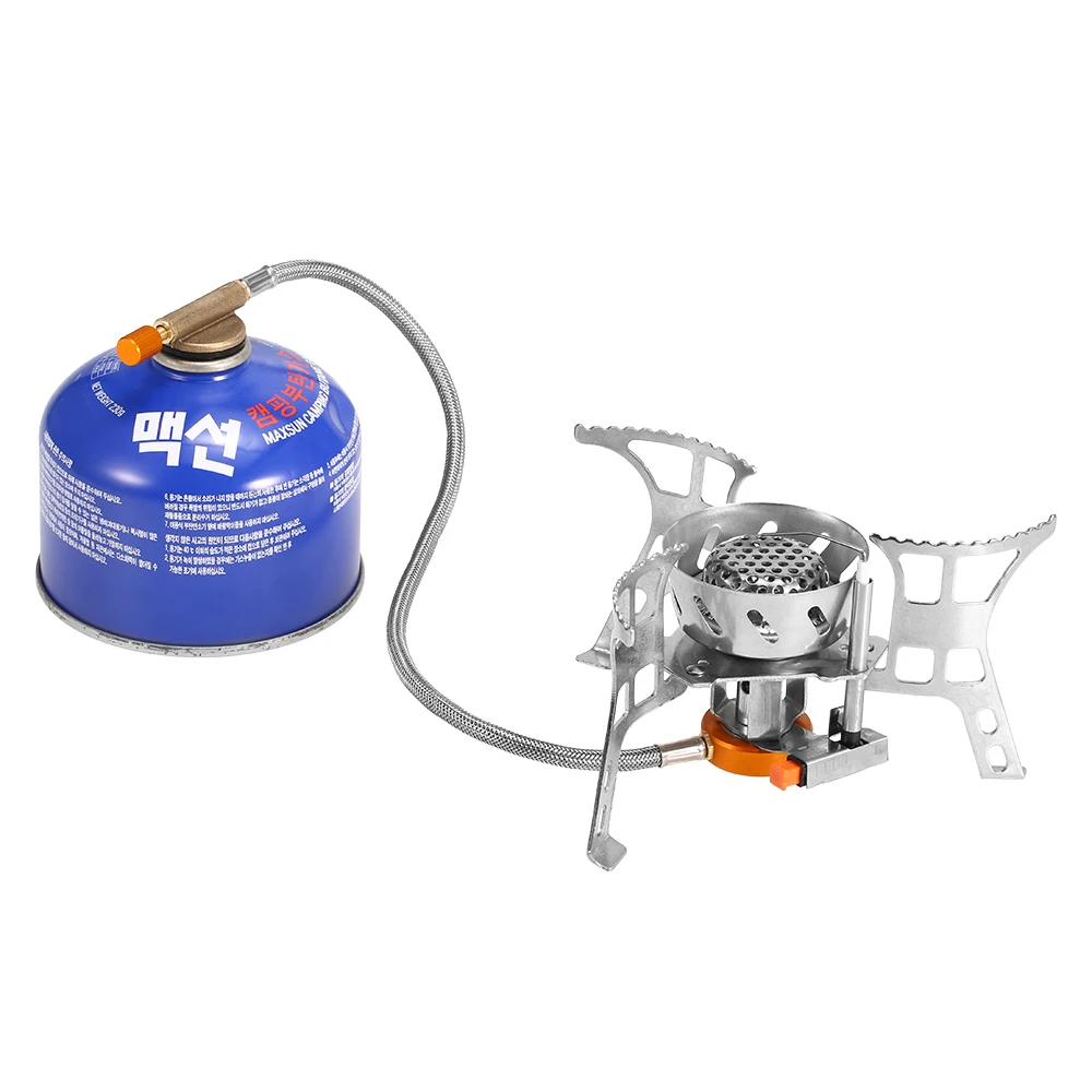 

Windproof Portable Camping Gas Stove Outdoor Cooking Stove Foldable Split Burner with Gas Conversion Head Adapter