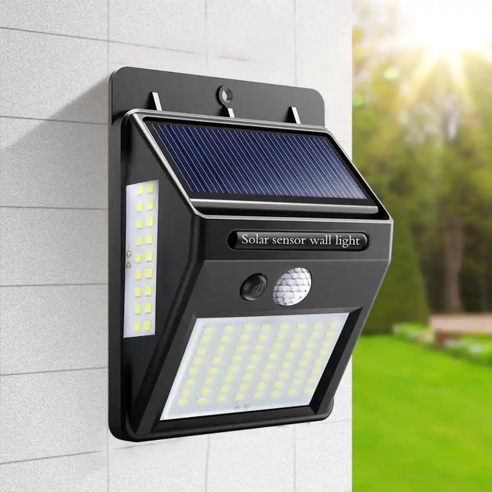 luz solar recargable para exteriores foco de lampara led con sensor de movimiento para jardin y pared farola inteligente luces de patio