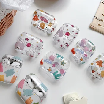 

Cartoon Cute Bear Earphone Case For Apple Airpods 3 2 1 Air Pods Cases For AirPod Pro Protector Shell Transparent Cover gift