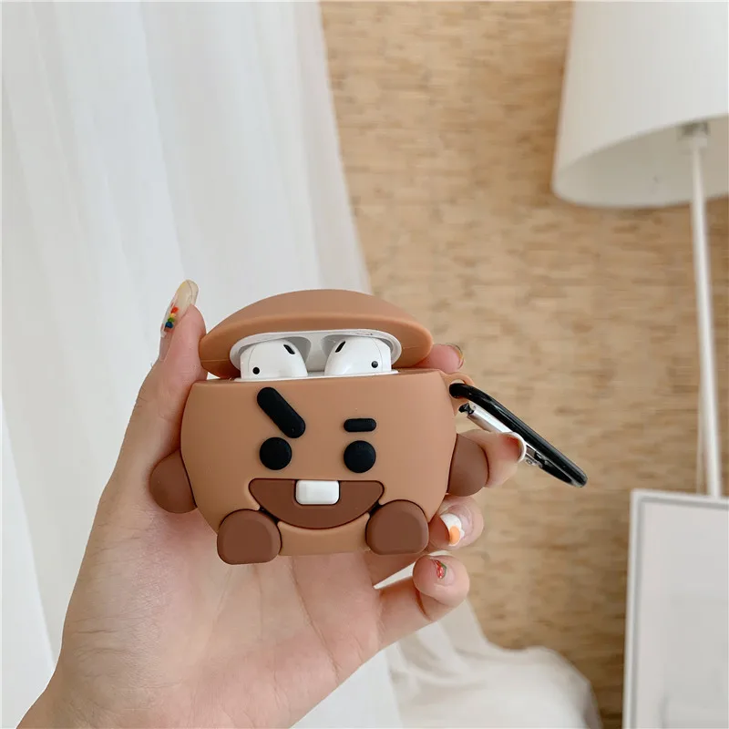 3D Cartoon Brown Chocolate Boy Silicone Headphone Case For Apple Airpods 1 2 Cover Wireless Bluetooth Cute Earphone Case Cover