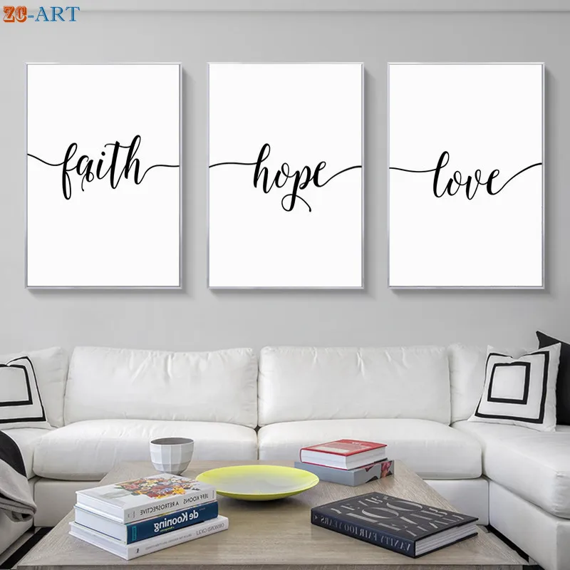 Вера Надежда Любовь принты цитаты Плакаты минималистское полотно Christian Wall Art