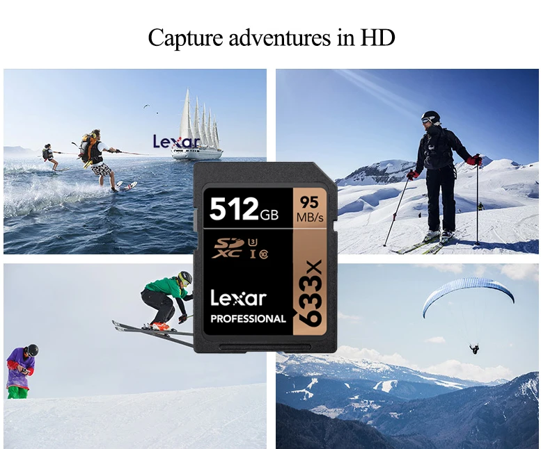 Оригинальные SD карты Lexar 633x SDXC UHS-I sd-карта 512 Гб 3D 4 к видео Высокая скорость емкость до Макс 95 м карта памяти для камеры