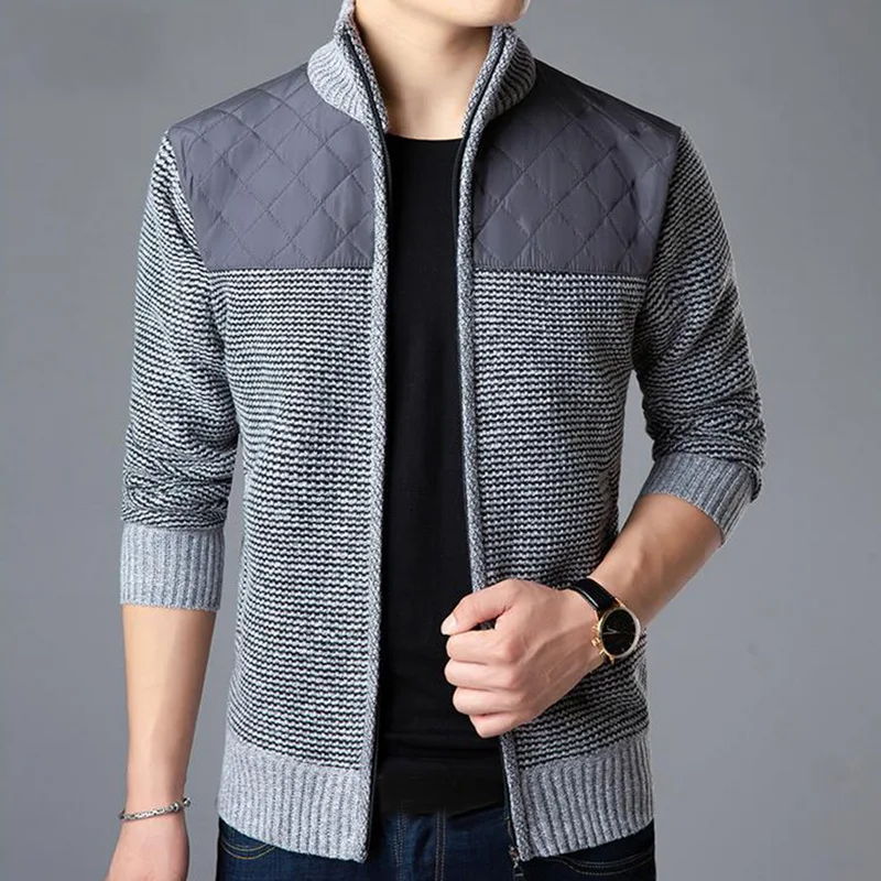 SFIT Sweater Men Autumn Winter SweaterCoats Male Thick Faux Fur Wool Mens Sweater Jackets Casual Zipper Knitwear Size M-3XL