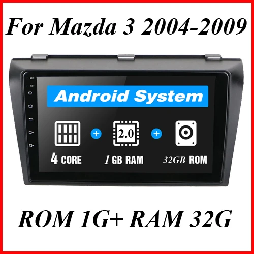 Podofo 2 din " 2.5D Автомобильный мультимедийный плеер Android Радио стерео wifi gps четырехъядерный Авто аудио радио плеер для Mazda 3 2004-2009 - Цвет: RAM 32G