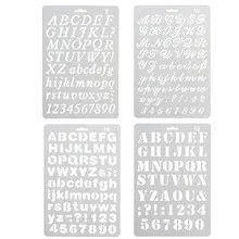 Kit de modelos de números e letras variadas, 4 unidades, estêncil para diy, diário, fotos, álbum, scrapbook, projetos de arte