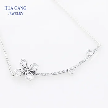 

Sweet romantic 925 sterling silver flower four leaf pendant necklace clavicle chain suitable for party birthday gift