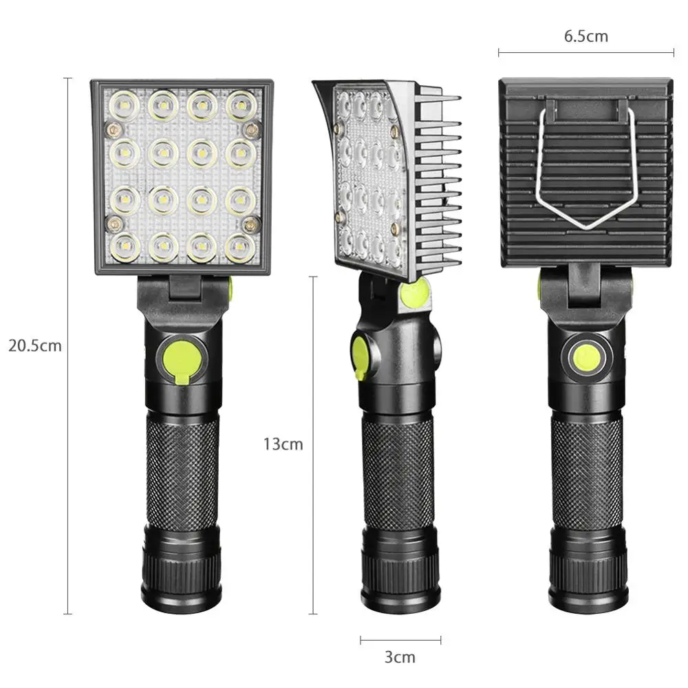16 светодиодов рабочий светильник-вспышка s Белый Красный Синий светильник для ремонта автомобиля Рабочая лампа USB 18650 фонарь встроенный Магнит крюк палатка кемпинг фонарь
