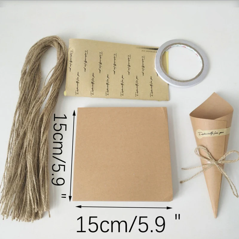 50PCS Hochzeit Konfetti Retro Kraft Papier Blütenblätter Süßigkeiten Platziert Natürliche Konfetti Kegel Für Hochzeit Geburtstag Party Dekoration – Detail 2
