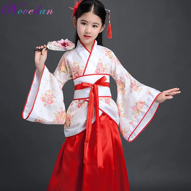 Детские традиционные китайские танцевальные костюмы Hanfu сценическое платье