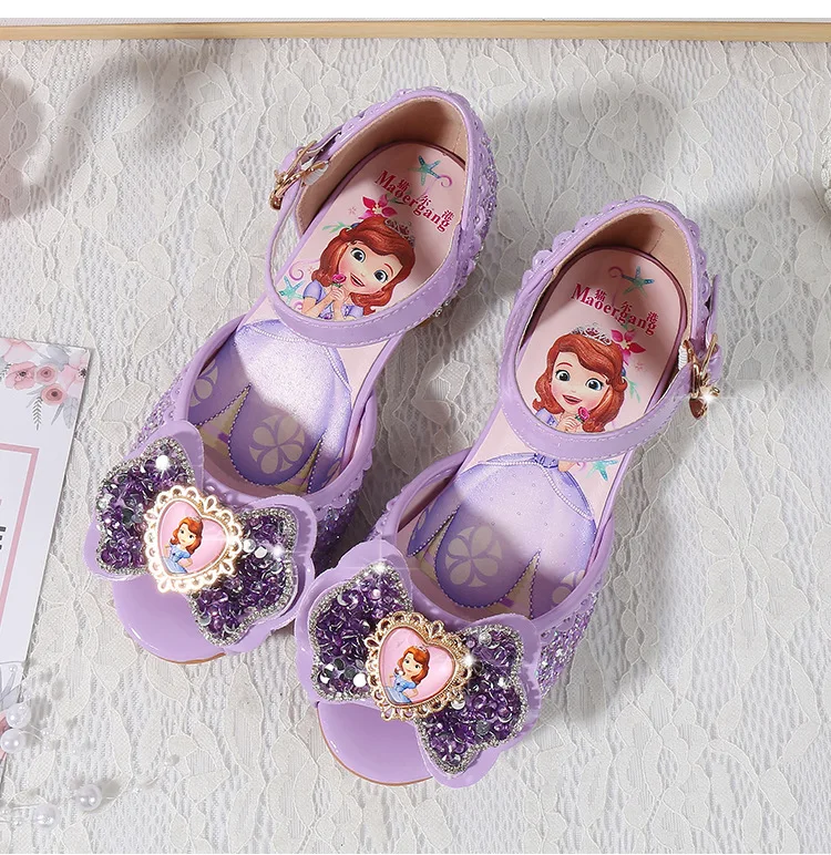 Children sandals princess party shoes Sophia sandal for girls glitter wedding girl sandals crystal High heel snow Pink shoes
