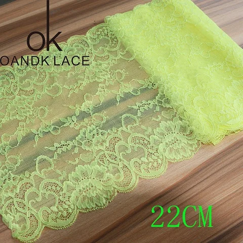 YELLOW 22CM 2YARD Горячая Распродажа ширина супер эластичная кружевная ткань diy Одежда Ткань аксессуары - Цвет: YELLOW 22CM 2YARD