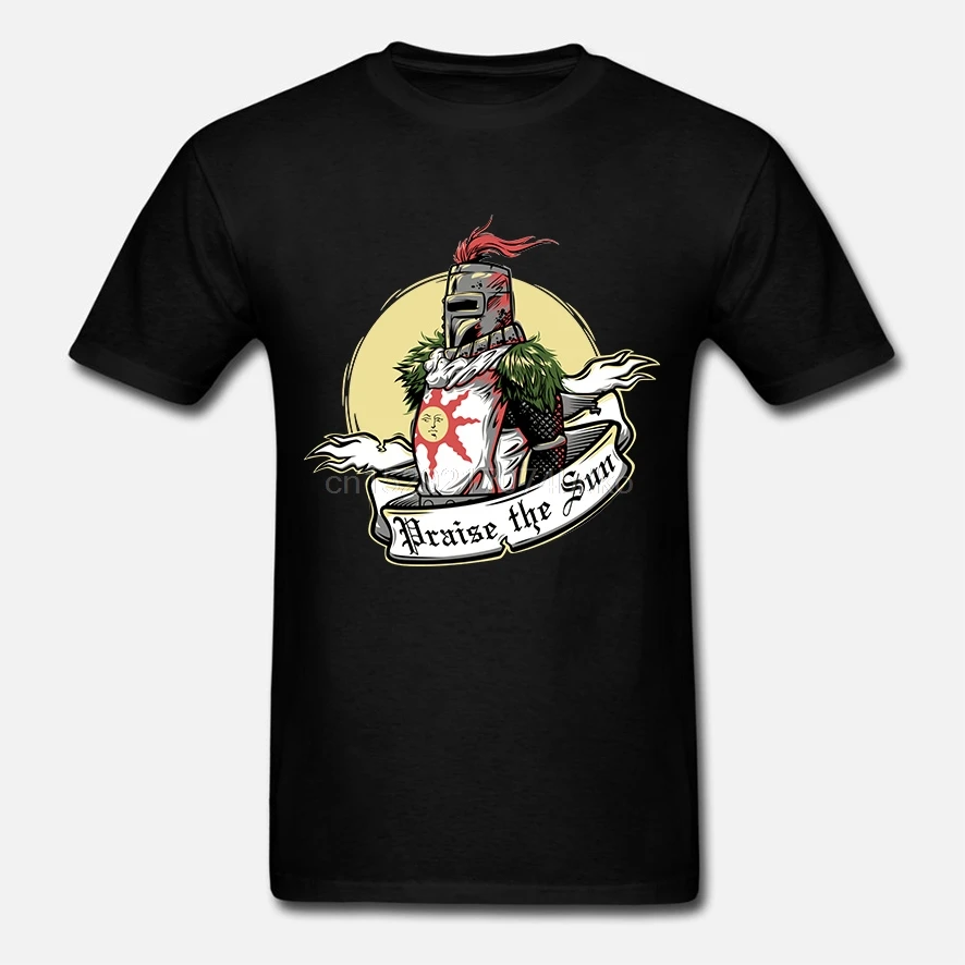 Футболка с круглым вырезом Dark Souls 2 Praise The Sun модная новинка распродажа Мужская