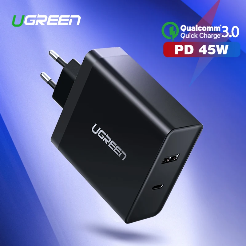 

Ugreen USB Charger PD 45W Fast Charger for iPhone X 8 Quick Charge 3.0 for Xiaomi Phone Charger for MacBook Pro Nintendo Switch