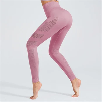 

Sports Leggings Women Yoga Pants Gym Tights Running High Waist Breathable Running Leggings Push Up Seamless Pants Solid Jogging