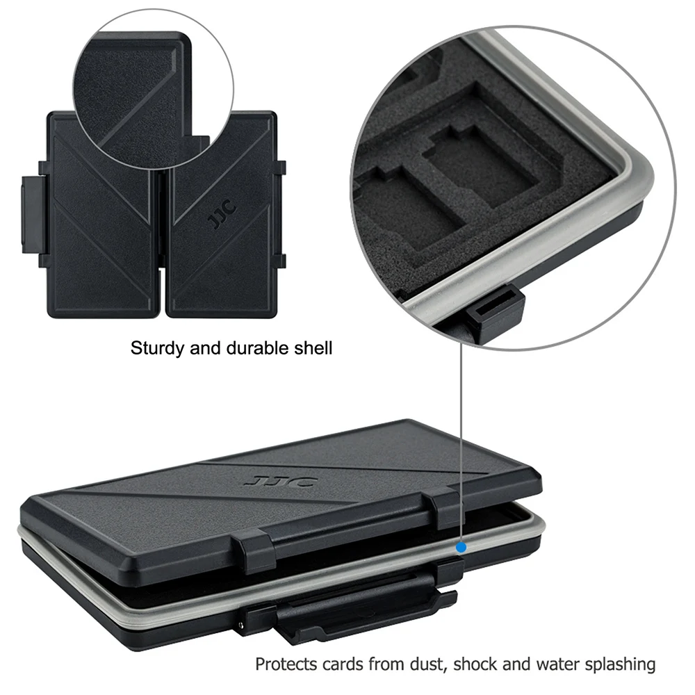 JJC 36 Slots SD Microsd Card Case Holder Waterproof  Soft Lining for 24 TF Micro SD SDXC SDHC & 12 SD Card Organizer Storage Box