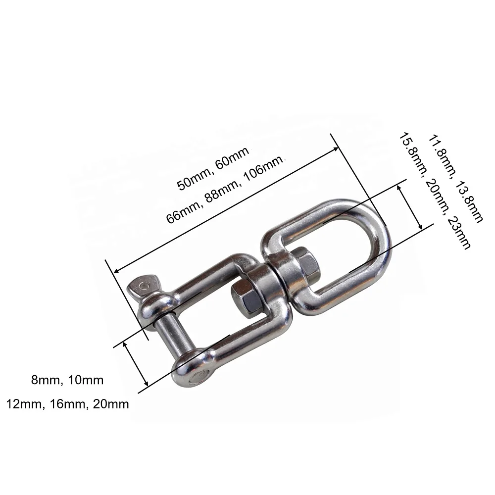 1/2/5PCS Stainless Steel 304 Anchor Chain Swivel Ring Shackle 4mm 5mm 6mm  8mm 10mm Rigging Hardware Swivel Ring Shackle