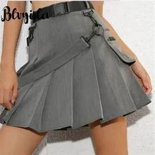 Blvyisla Студенческая плиссированная мини-юбка с высокой талией шикарная школьная Короткая юбка для девочек в английском стиле с поясом