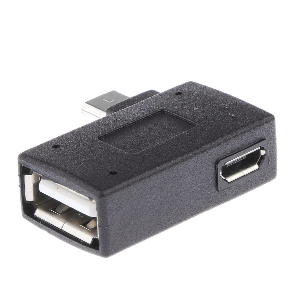 4Pcs 90 Degree Angle Micro USB 2.0 OTG Host Adapter M To F With USB Power