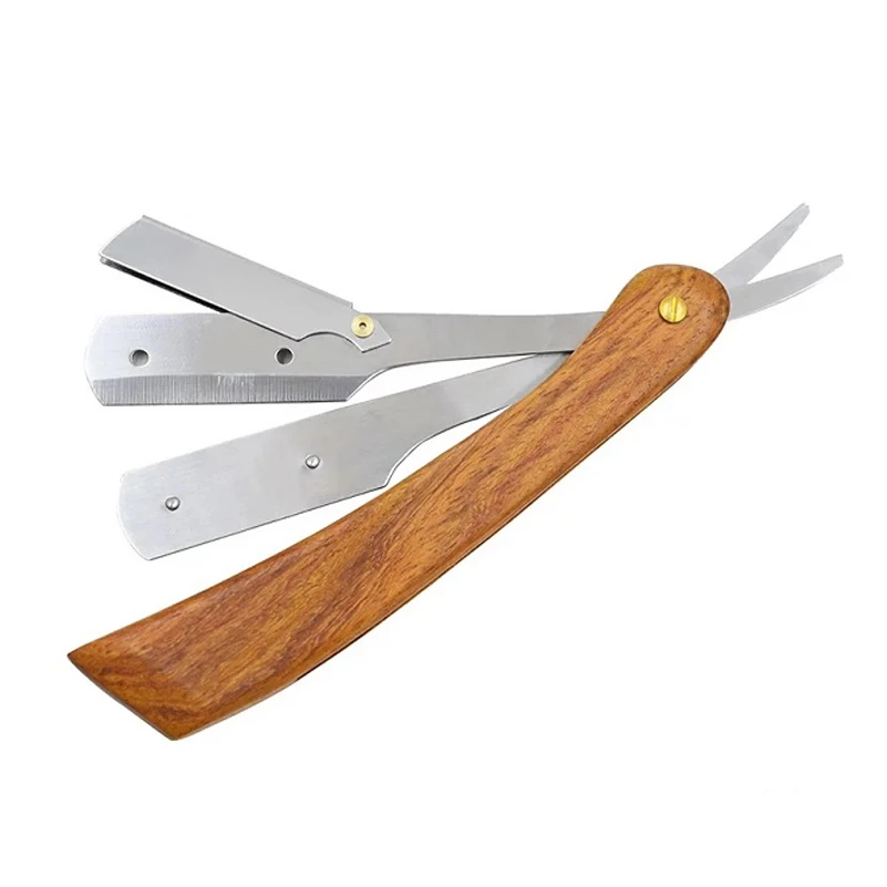 Professional Wooden Straight Edge Barber Razor With 10 Blades - Salon Quality Cut Throat Shavette | Красота и здоровье